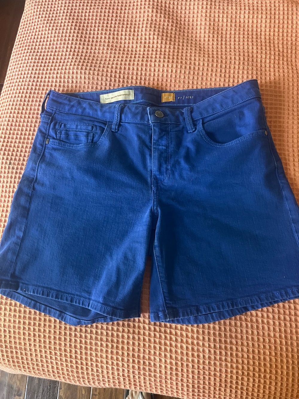 Pilcro and the LETTERPRESS Royal Blue Denim Shorts